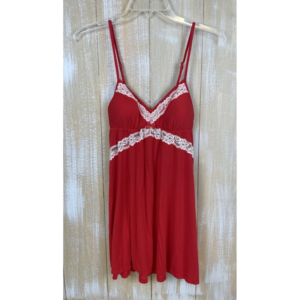 Victoria’s Secret Size S Chemise Teddy Nightie Slip Babydoll Lingerie Lace Red